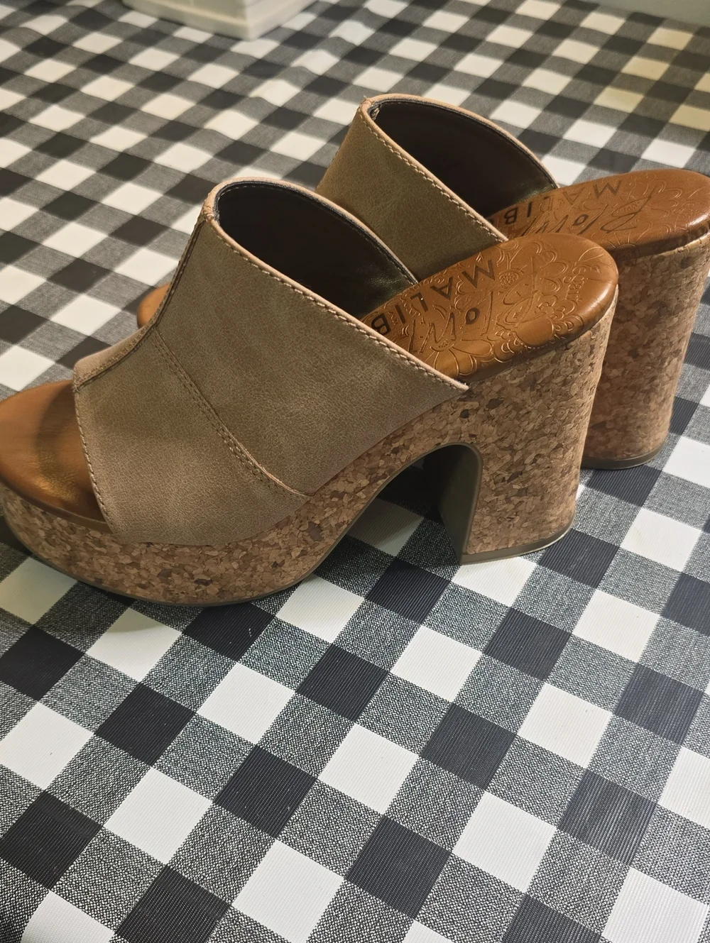 Blowfish Taupe Cork Platform Mule